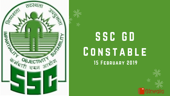 SSC GD (Constable) Exam- Question Paper 15 February 2019